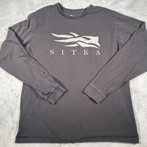 Sitka Icon Long Sleeve T-Shirt Men's Performance Large Black Pima Cotton Hunting